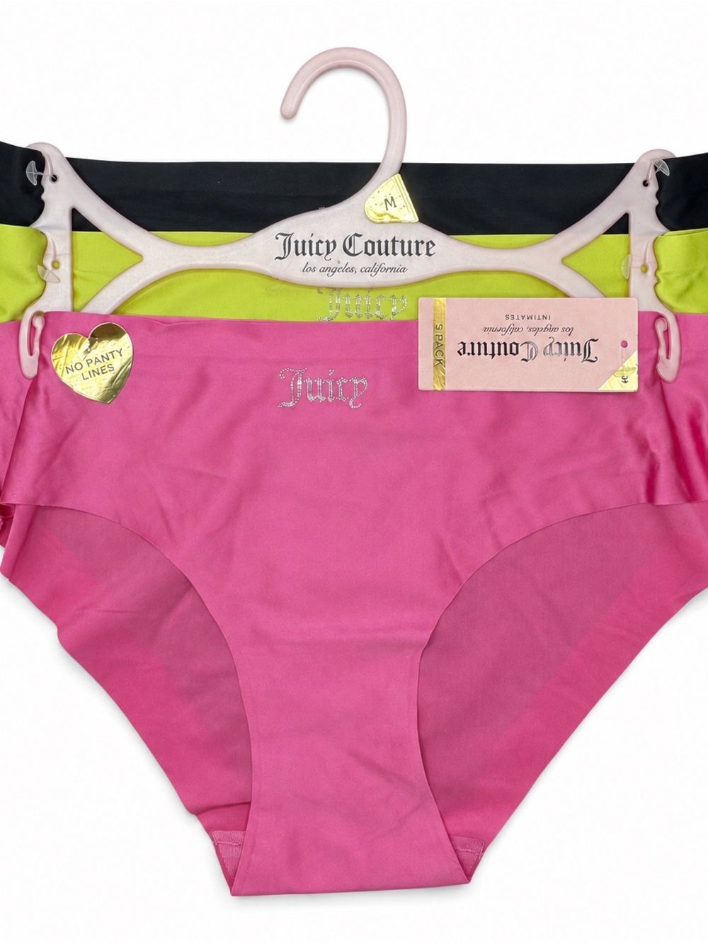 Juicy Couture No-Show Bling Panties Set of 3 Size M NWT Flaw